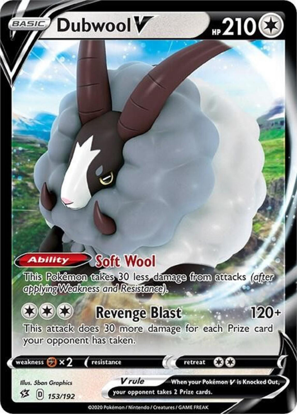 Dubwool V Holo Ultra Rare SWSH02: Rebel Clash 153/192 NM