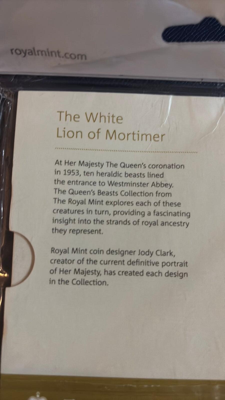 The Royal Mint The Queen's Beasts White Lion of Mortimer 2020 £5 Coin