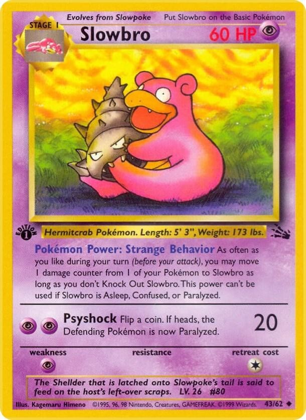 Slowbro Unlimited Uncommon Fossil 43/62 MP