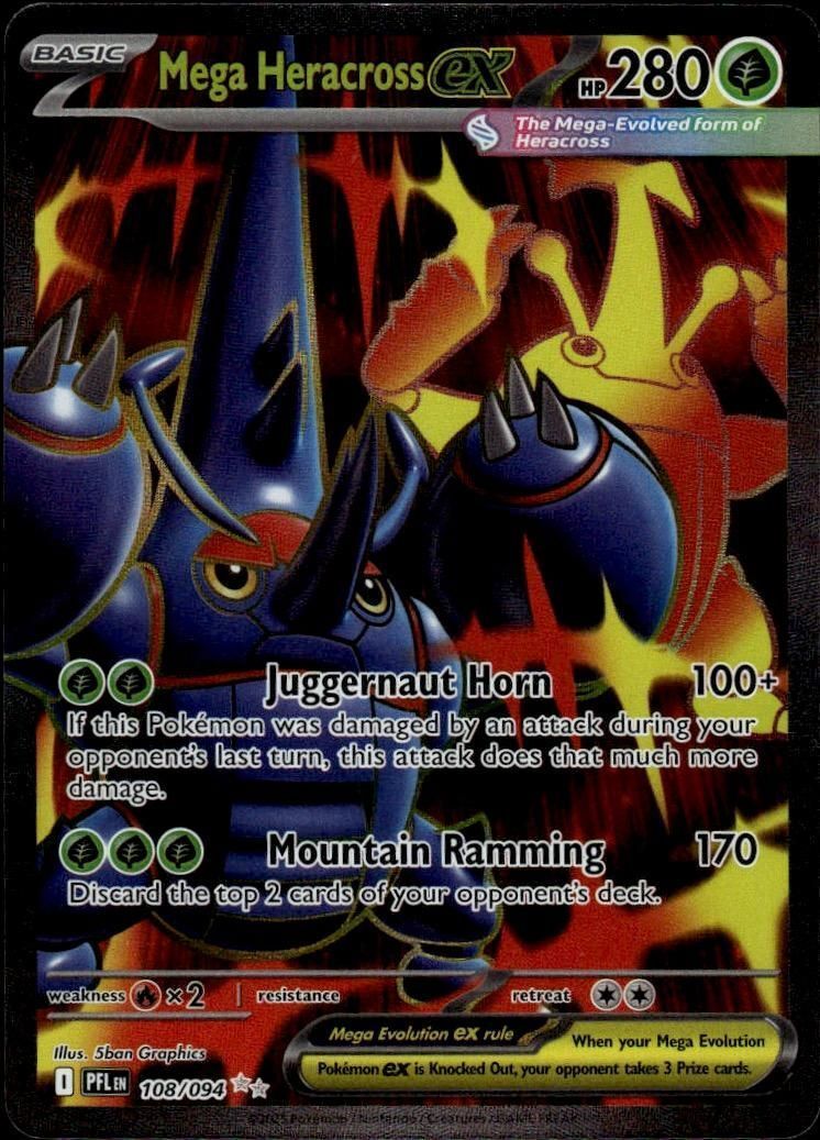 Mega Heracross ex - Holo Ultra Rare ME02: Phantasmal Flames 108/094 NM