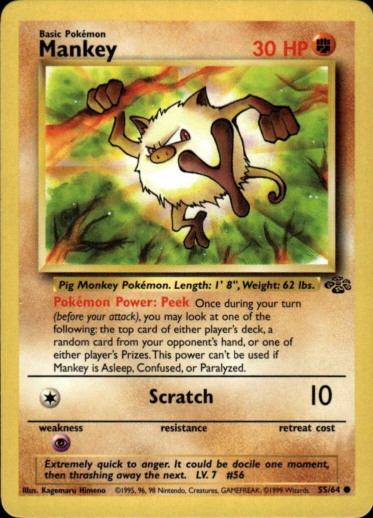 Mankey Unlimited Common Jungle 55/64 NM