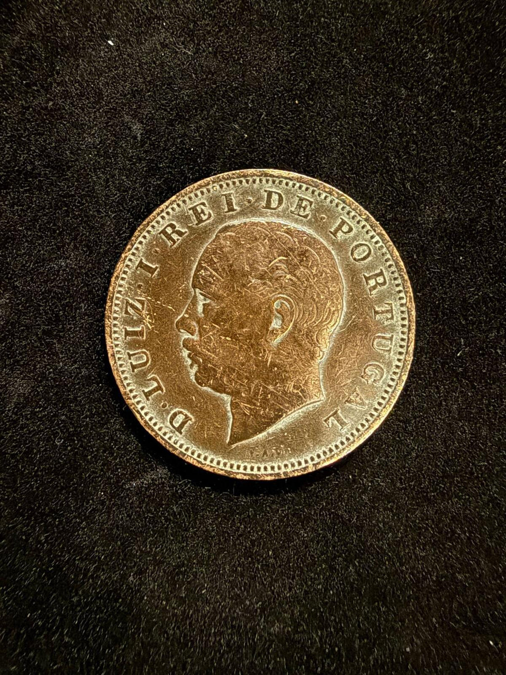 1883 Portuguese XX Reis Coin with King Luiz I