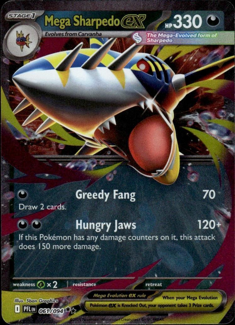 Mega Sharpedo ex - Holo Double Rare ME02: Phantasmal Flames 061/094 NM
