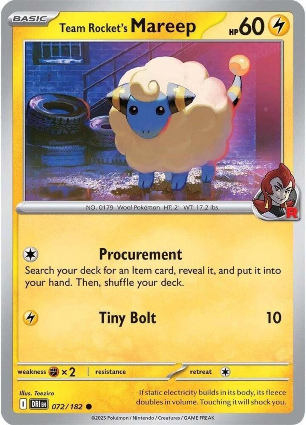 Team Rocket's Mareep Common SV10: Destined Rivals 072/182 NM