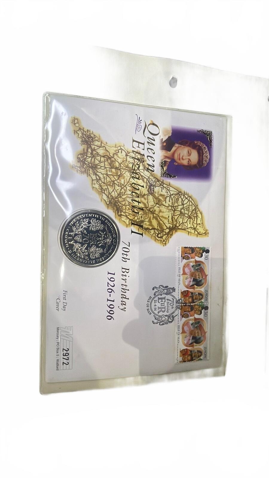 Isle of Man Queen Elizabeth II 70th Birthday 1996  Coin and Stamp Cover