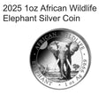 2025 1oz African Wildlife Elephant Silver Coin