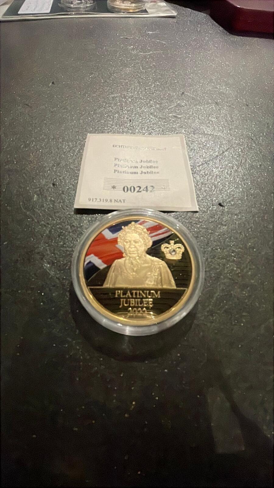 Platinum Jubilee 2022 Proof Gold Plated Coin with Swarovski