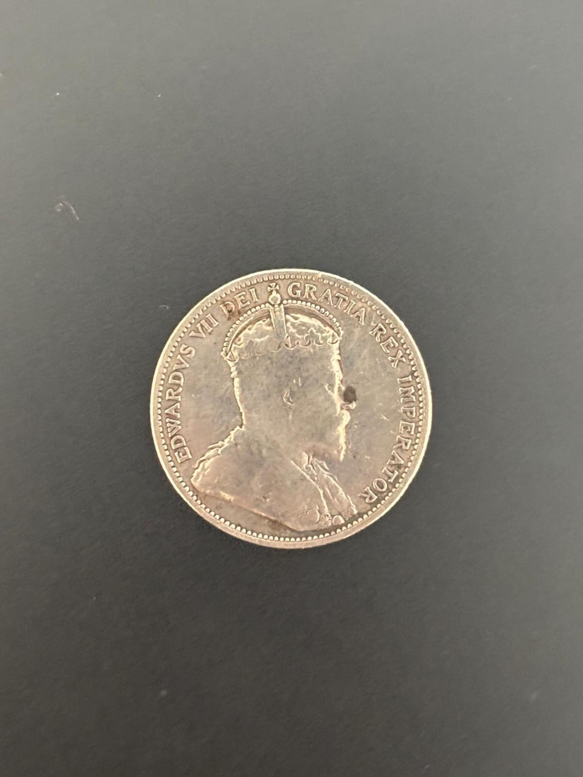 1910 Canadian 25 Cents Silver Coin