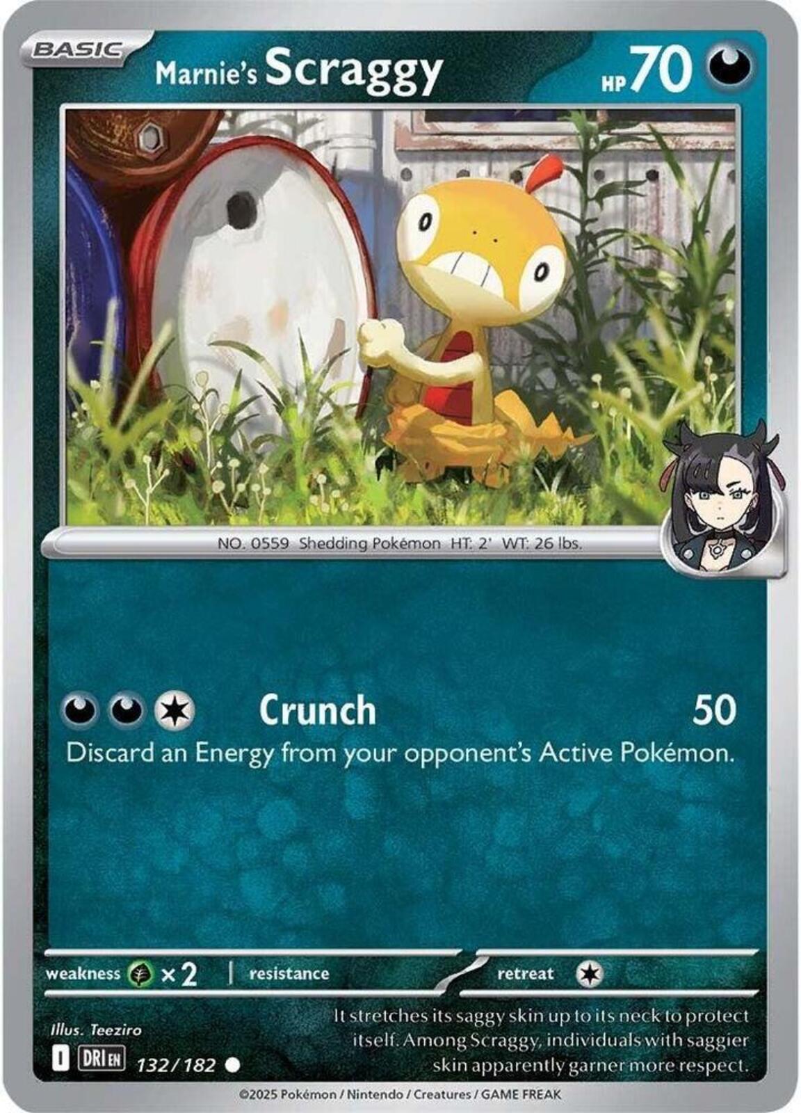 Marnie's Scraggy Reverse Holo Common SV10: Destined Rivals 132/182 NM