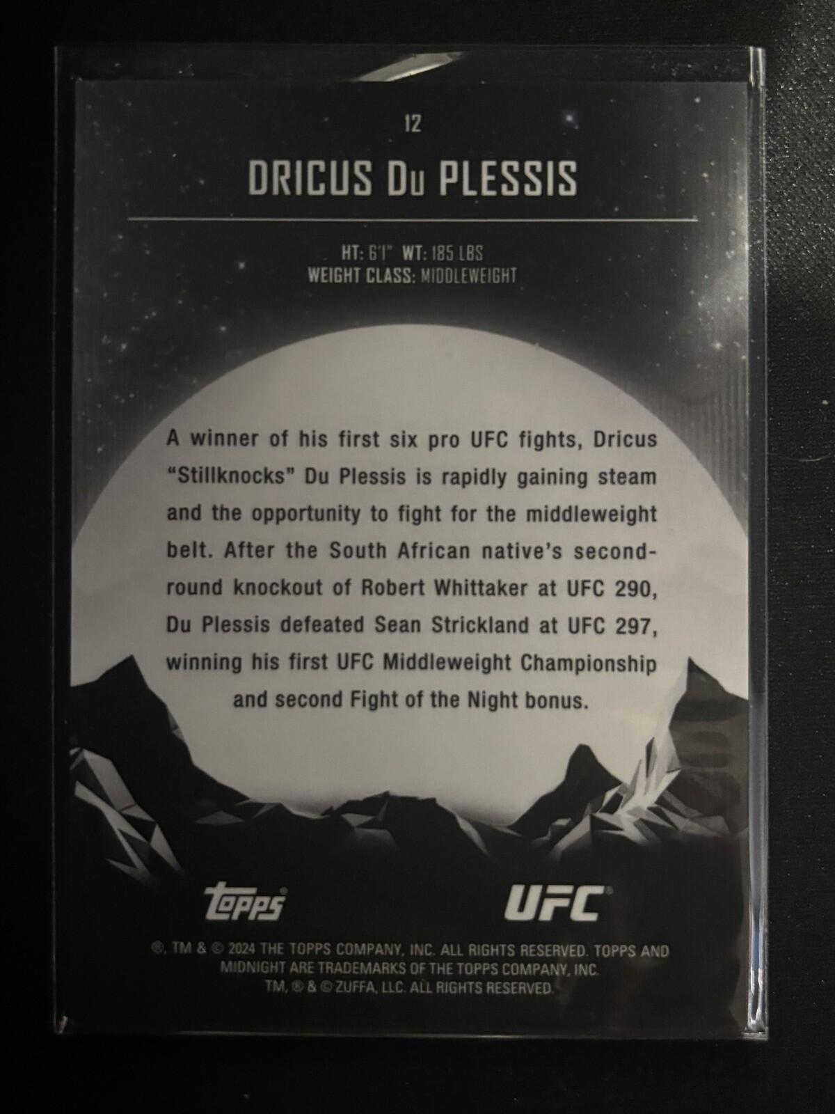 Dricus Du Plessis Dusk Topps Midnight UFC - Dusk 12 NM - 57/75