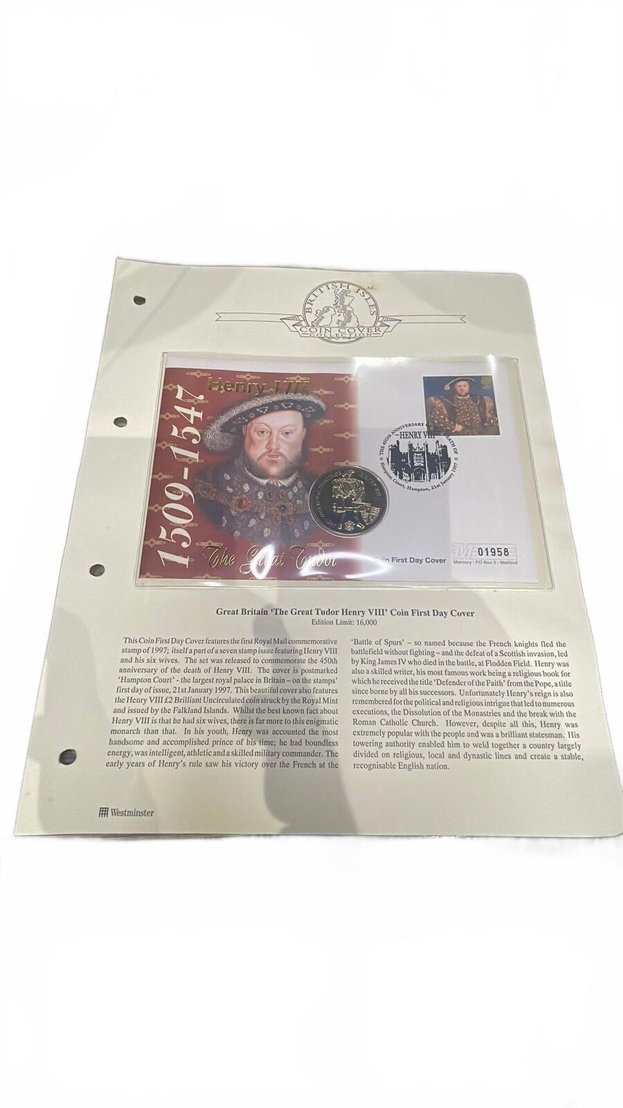 British Coin Cover Collection Henry VIII 1997 Great Tudor Coin First Day Cover