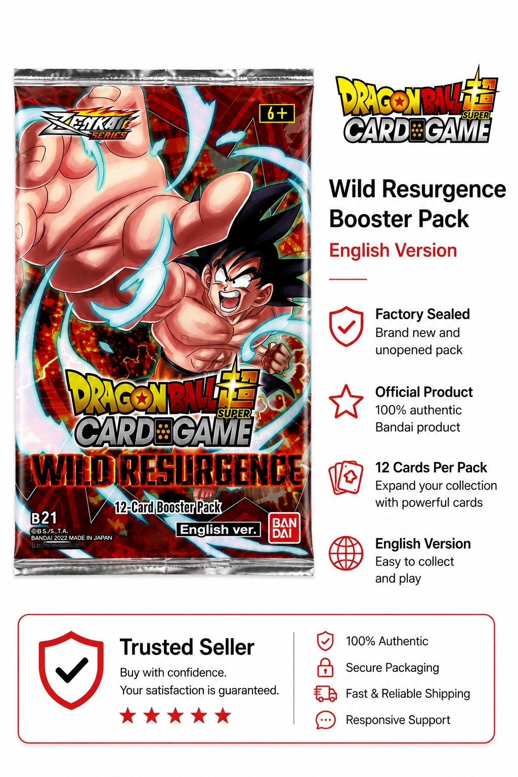 Dragon Ball Super Card Game Wild Resurgence Booster Pack English Version