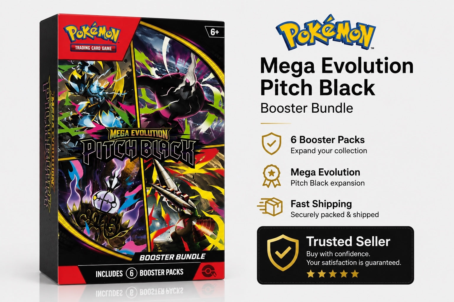 Pokémon Mega Evolution Pitch Black Booster Bundle - 6 Booster Packs