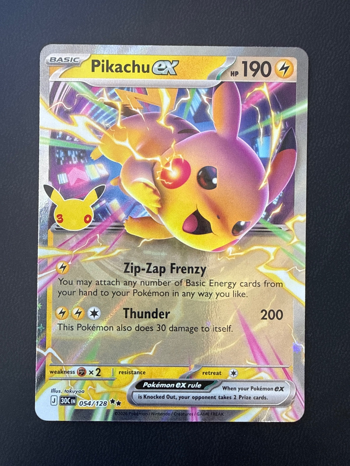 Pikachu EX Pokémon 30th Card - 054/128