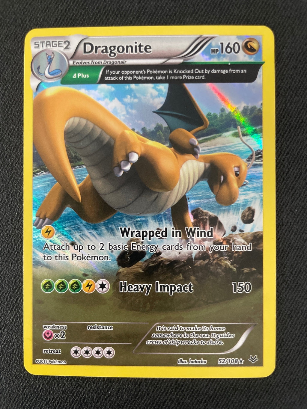 Pokémon Dragonite Trading Card - 160 HP, Stage 2 52/108