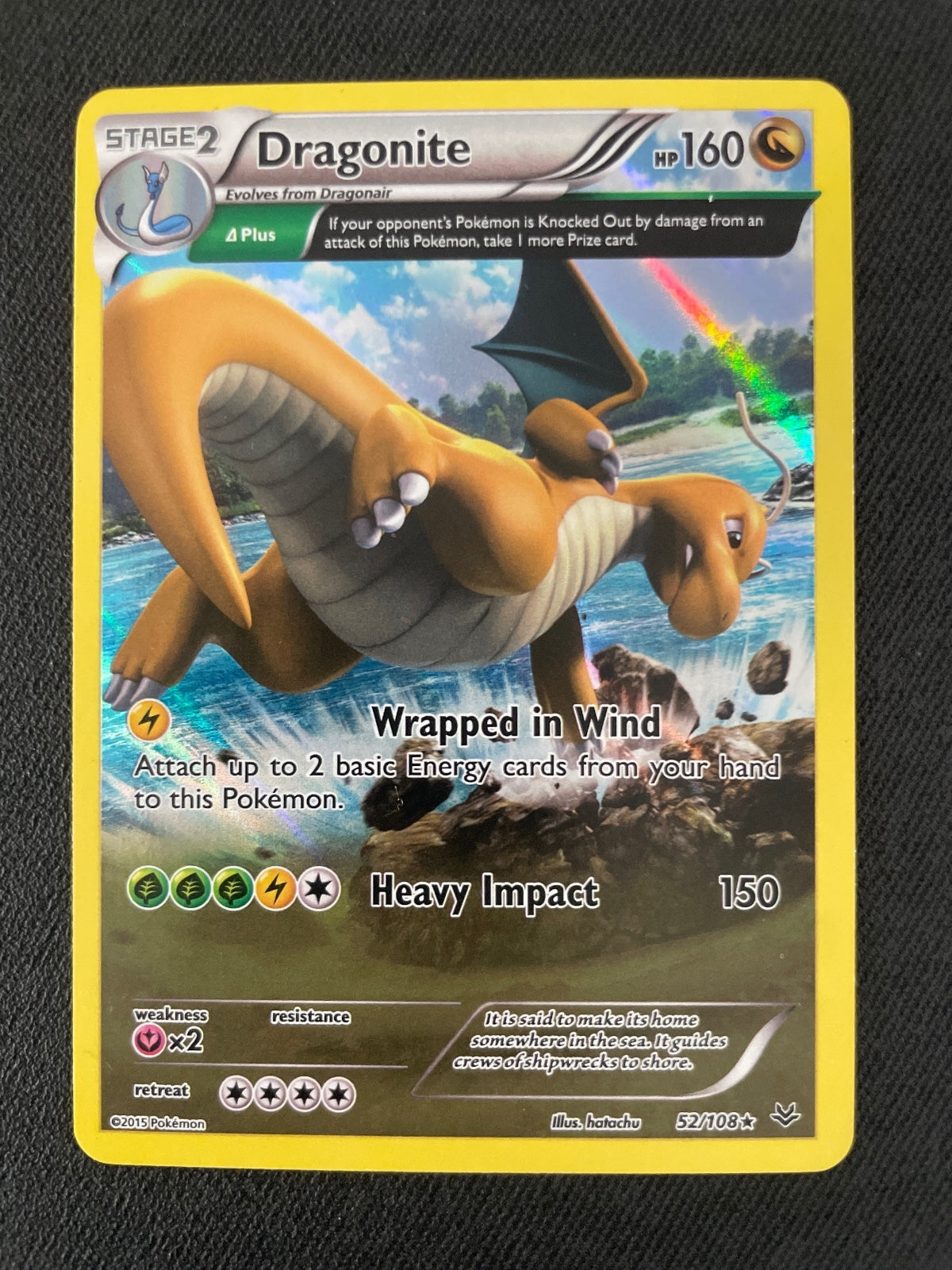 Pokémon Dragonite Trading Card - 160 HP, Stage 2 52/108