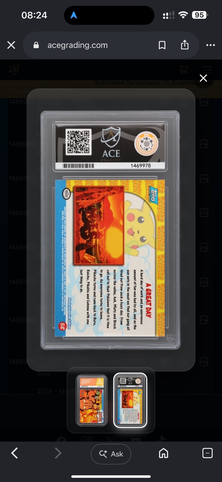 1st Ed Rate Error Card 1999 Topps Pokémon The First Movie A Great Day #58