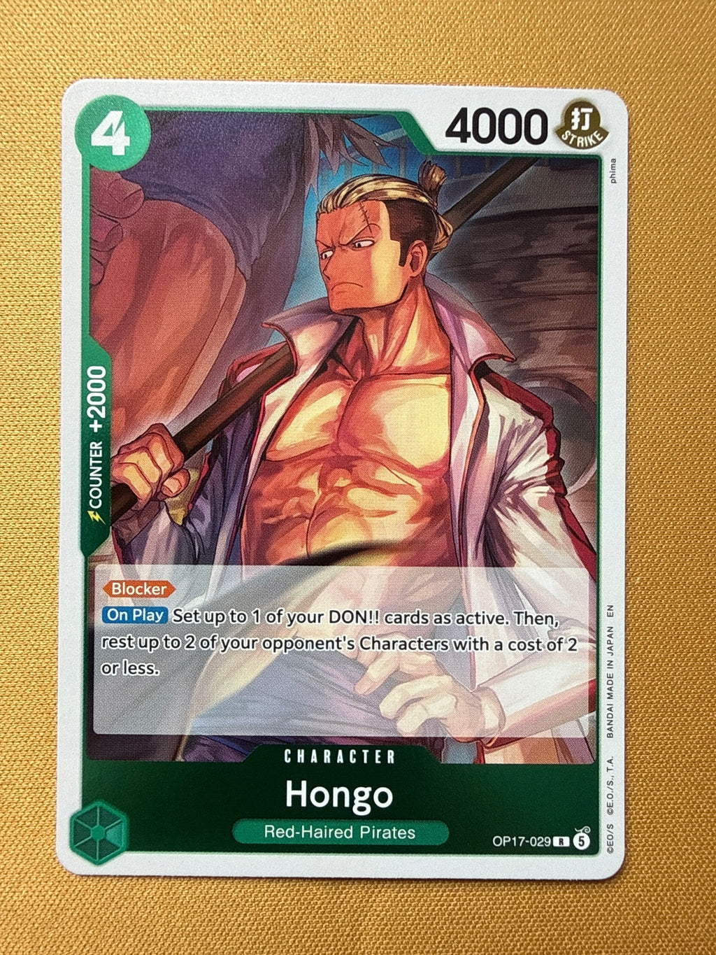 One Piece Card Game Hongo Red-Haired Pirates Character Card OP17-029