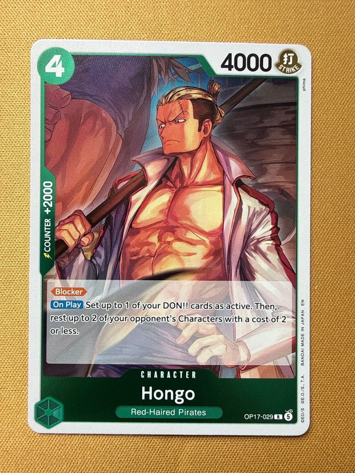 One Piece Card Game Hongo Red-Haired Pirates Character Card OP17-029