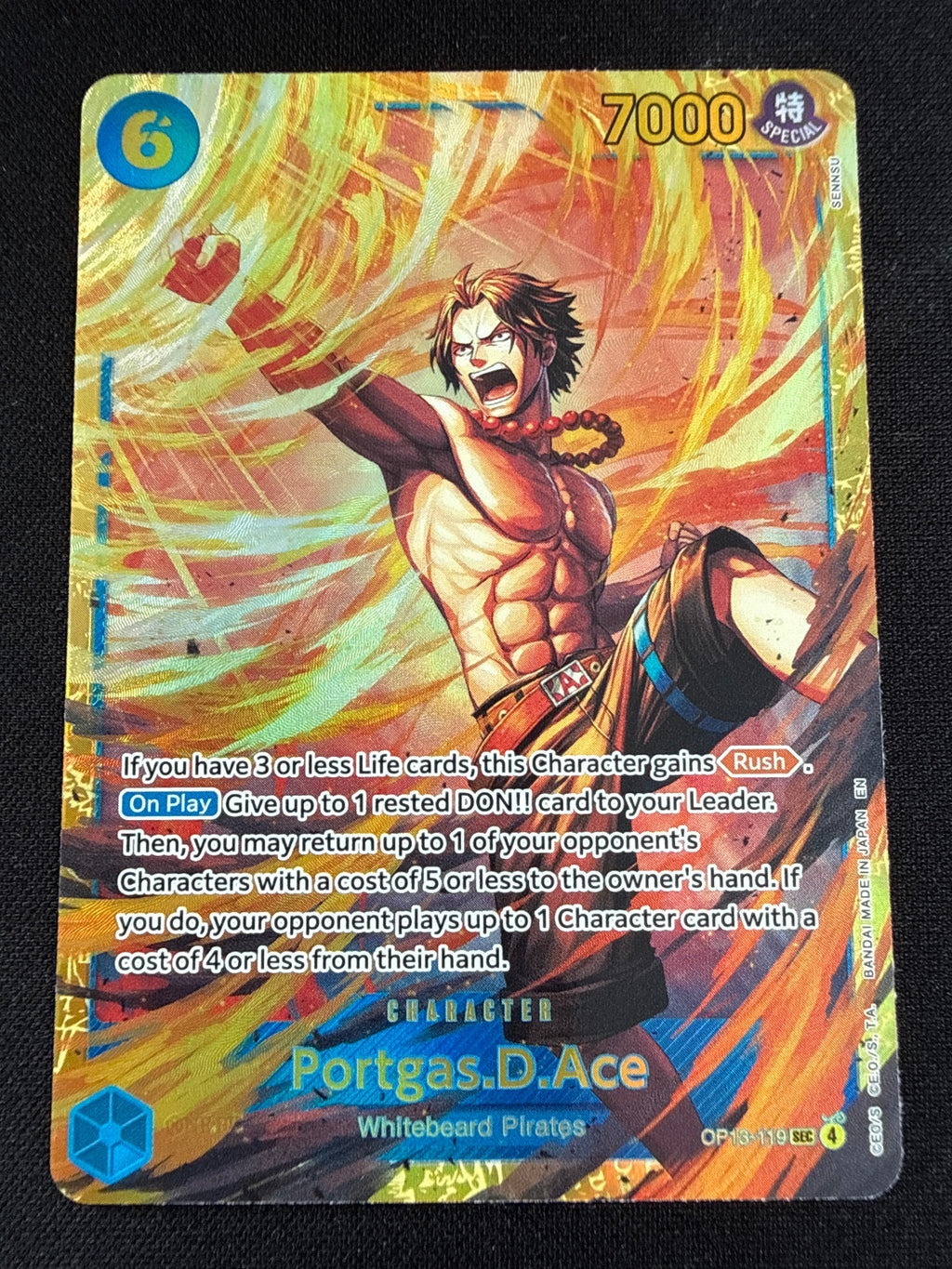 One Piece Card Game Portgas.D.Ace Character Card