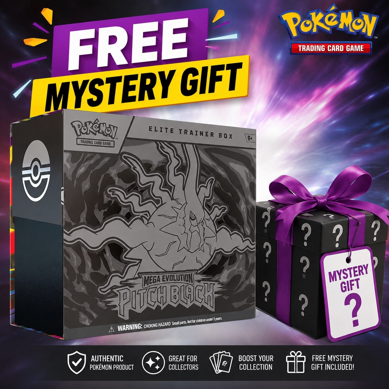 Pokémon Elite Trainer Box Pitch Black & Free Gift