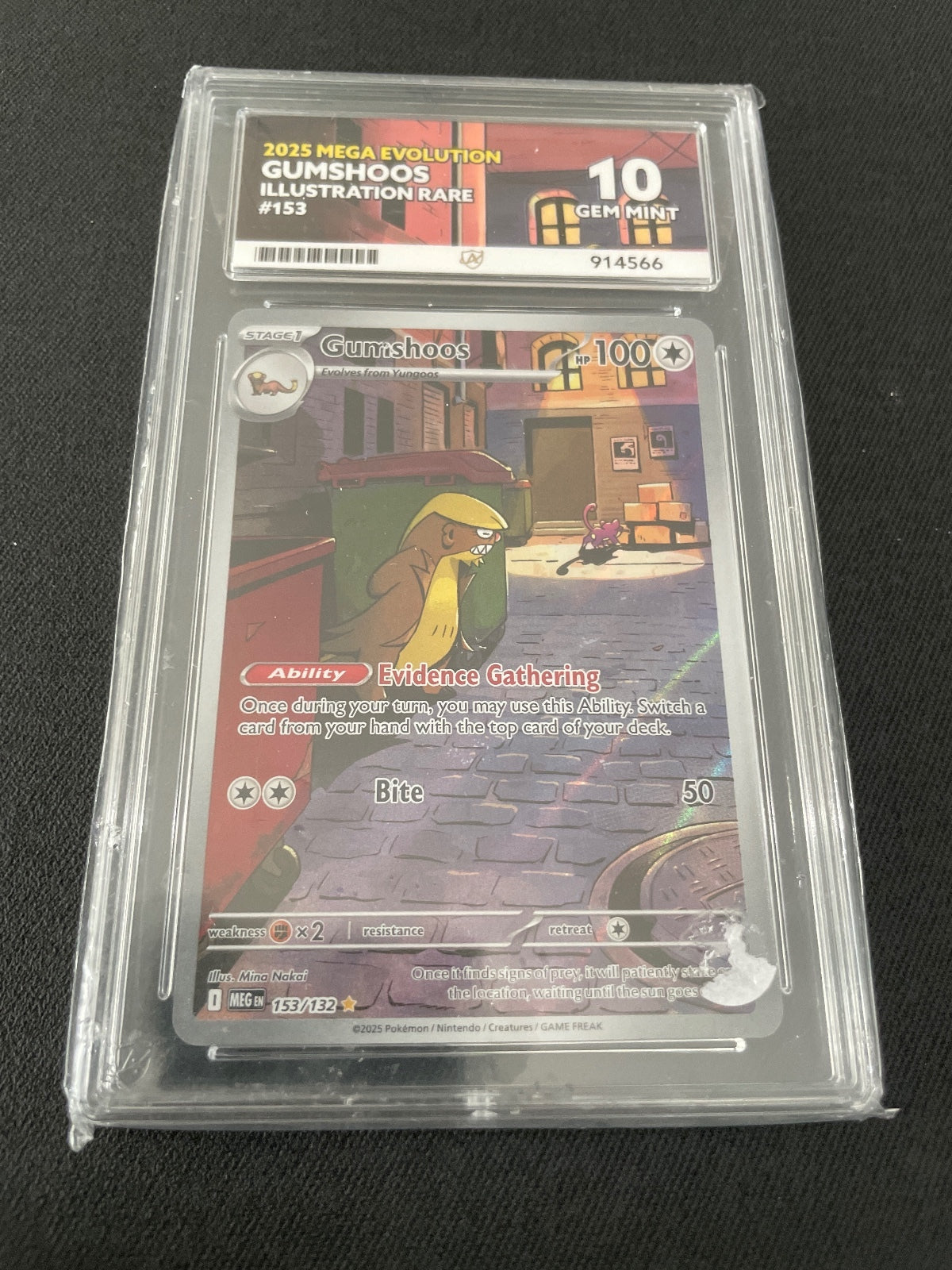 2025 Mega Evolution Gumshoos Illustration Rare Pokémon Card - Gem Mint 10