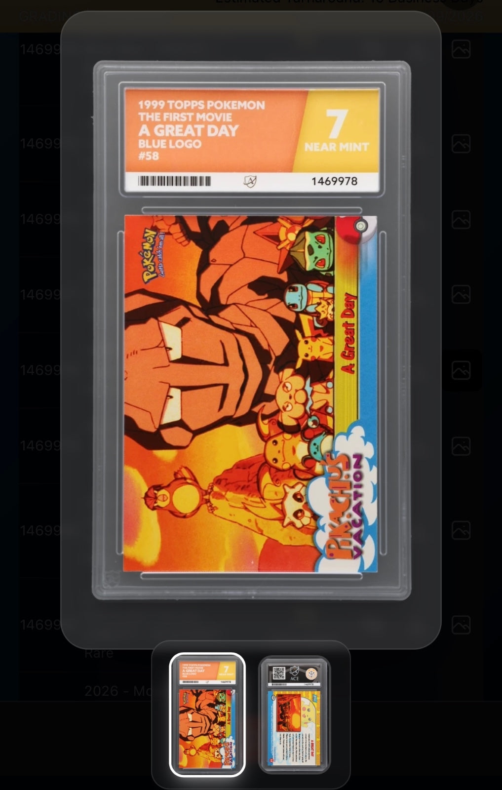 1st Ed Rate Error Card 1999 Topps Pokémon The First Movie A Great Day #58