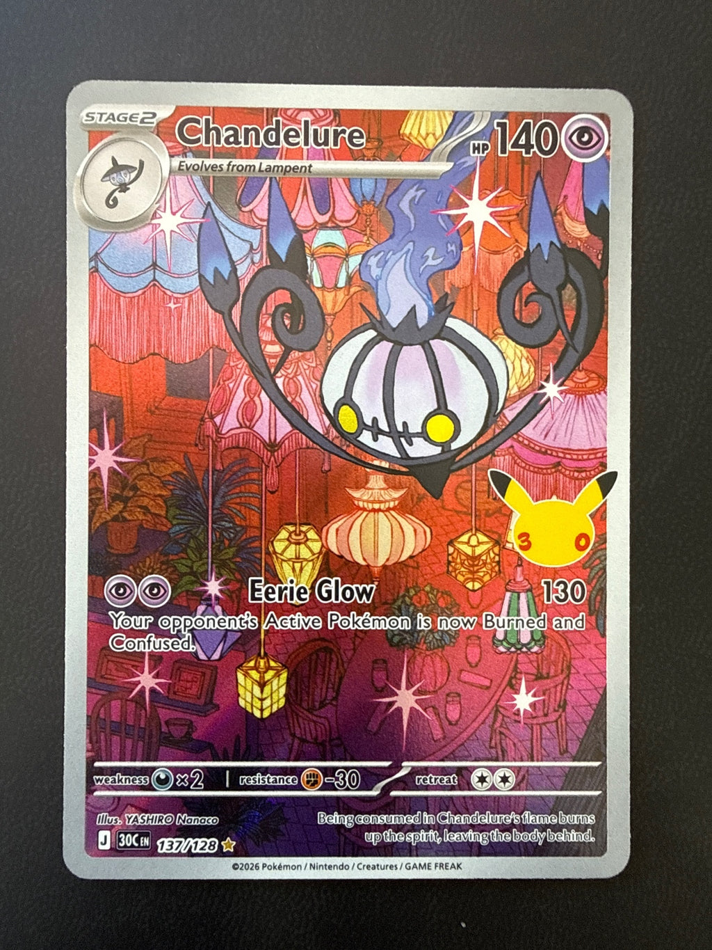 Chandelure Holo Rare Pokemon 30th AR 137/128