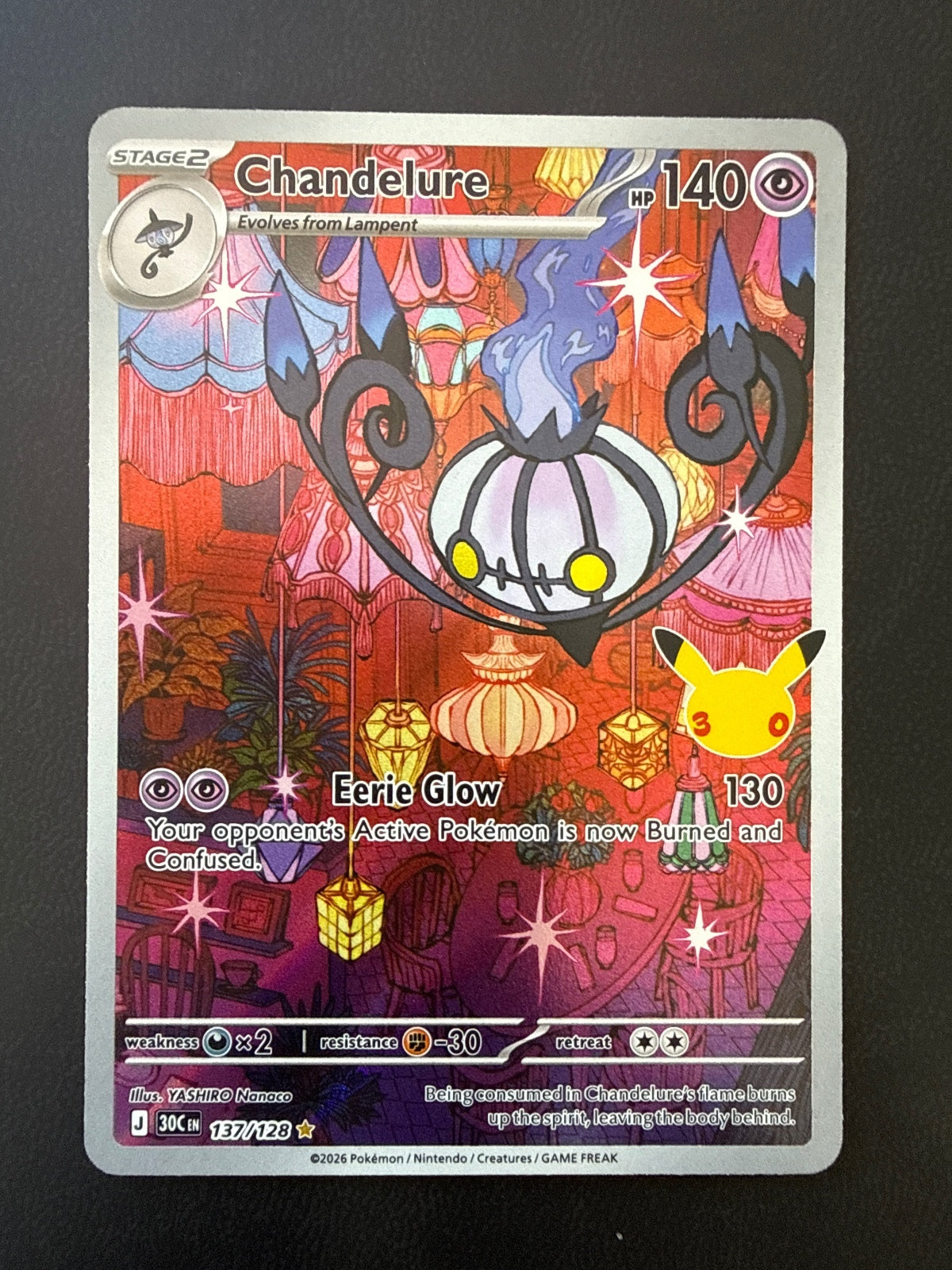 Chandelure Holo Rare Pokemon 30th AR 137/128