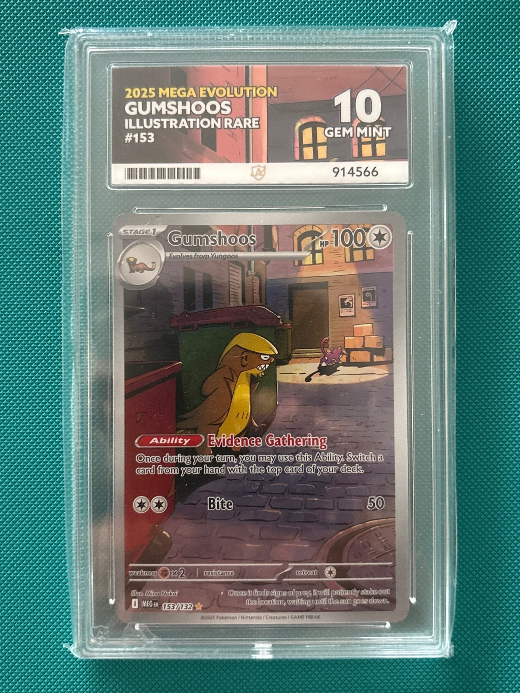 2025 Mega Evolution Gumshoos Illustration Rare #153 Pokémon Card - Gem Mint 10