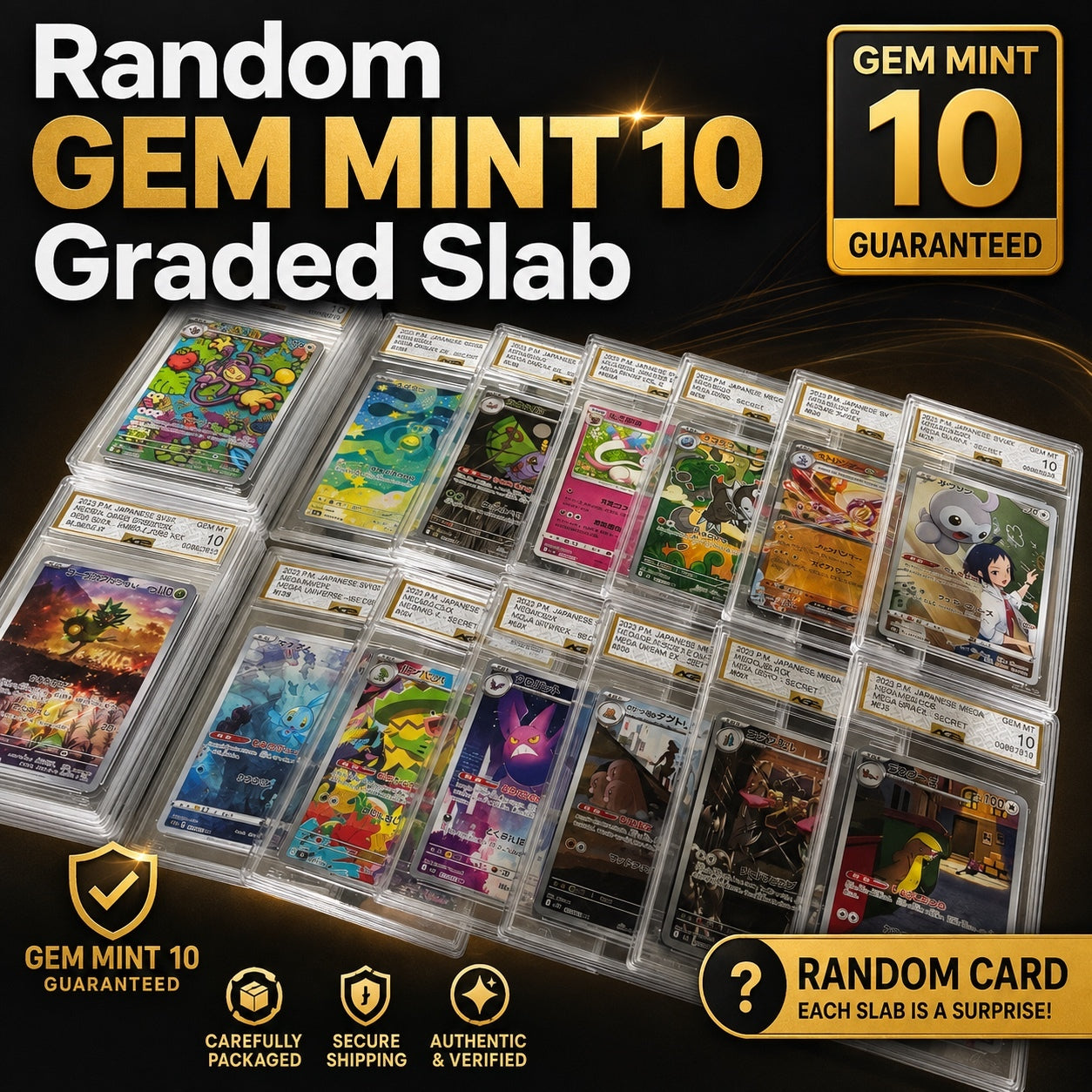 Random GEM MINT 10 Graded Slab Pokemon Card - Guaranteed Gem Mint 10 Condition