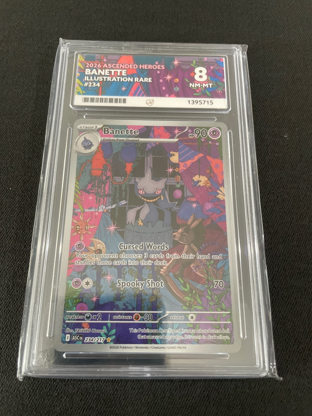 2026 Ascended Heroes Banette Illustration Rare Pokémon Card Graded 8 NM-MT
