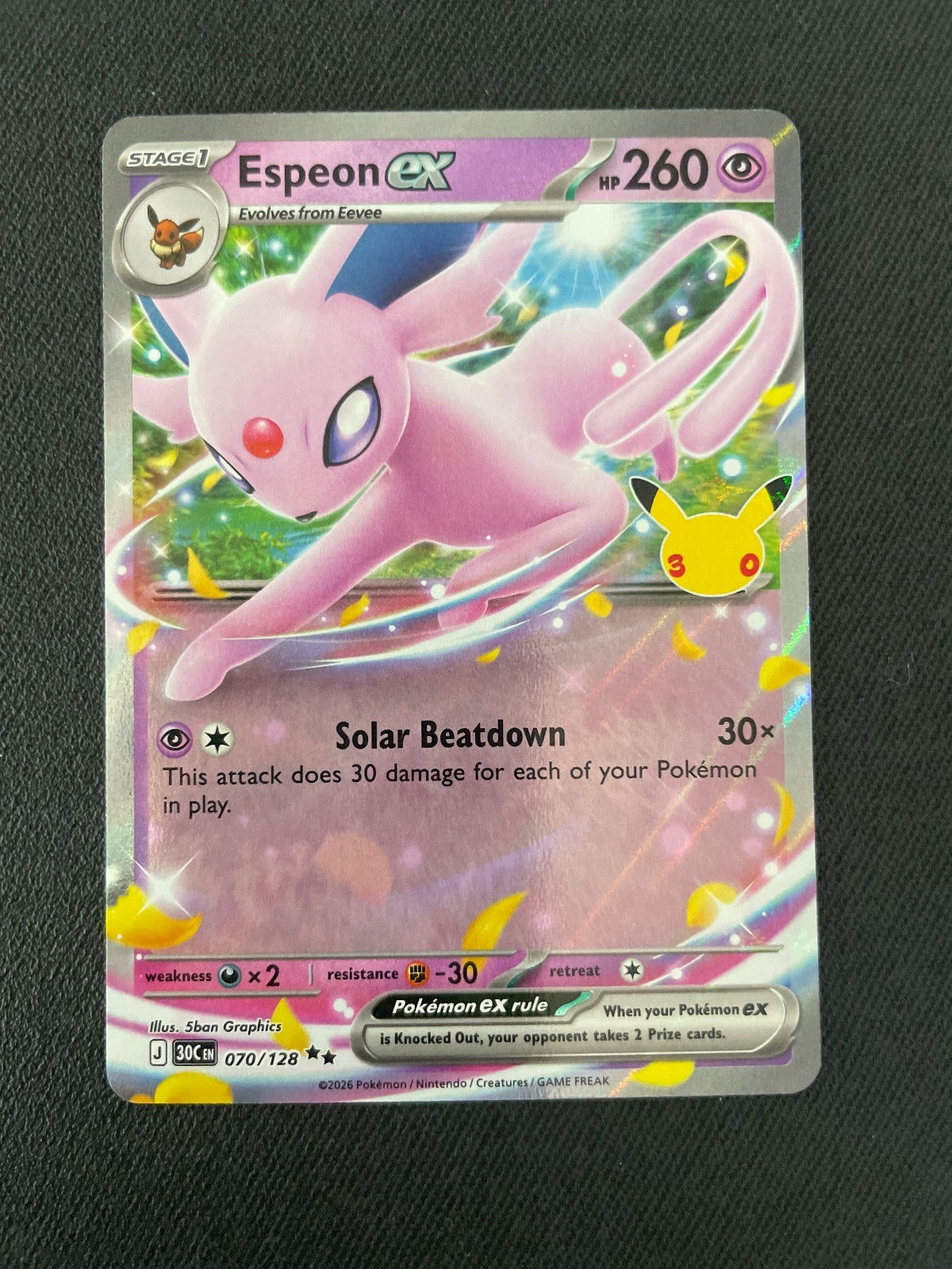 Espeon EX Pokémon Trading Card - Holo Rare 070/128