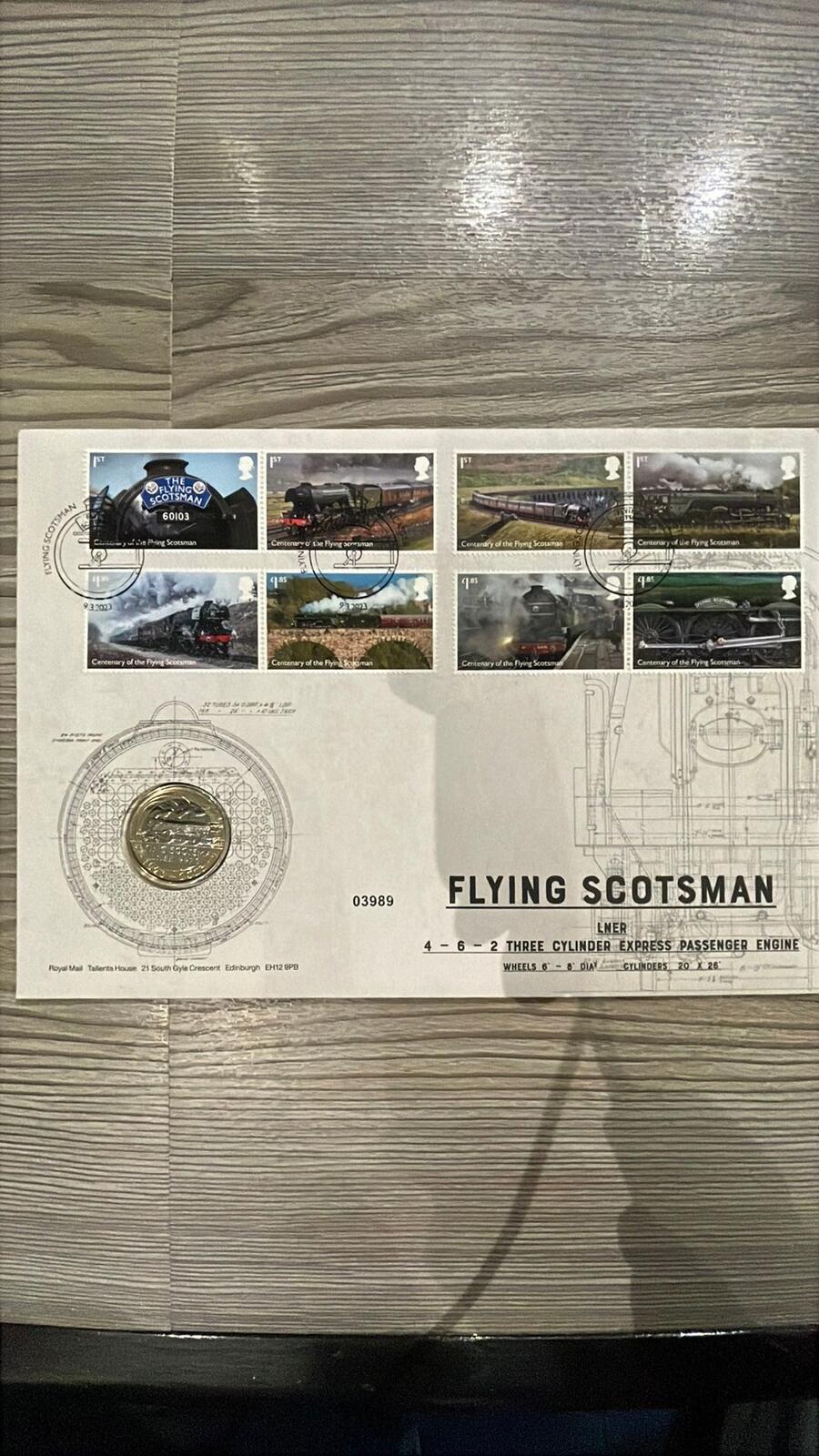 Royal Mint Flying Scotsman U.S. commemorative coin and stamp set 2003