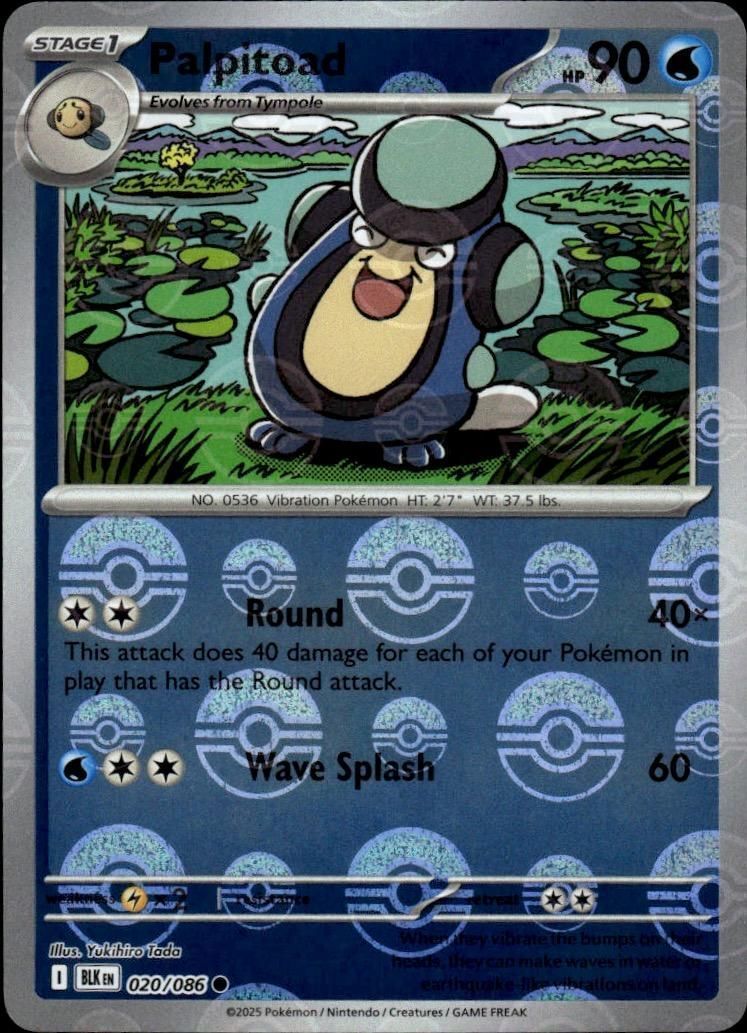 Palpitoad (Poke Ball Pattern) Holo Common SV: Black Bolt 020/086 NM