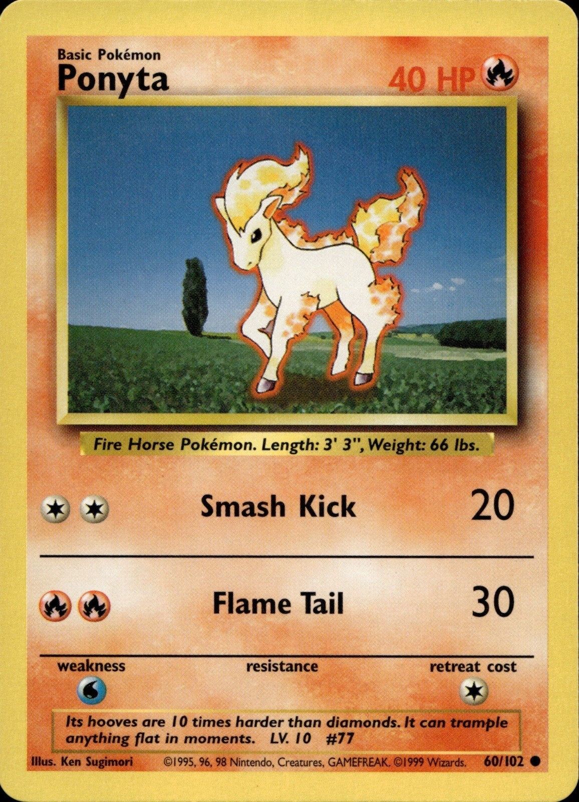 Ponyta Common Base Set 060/102 NM