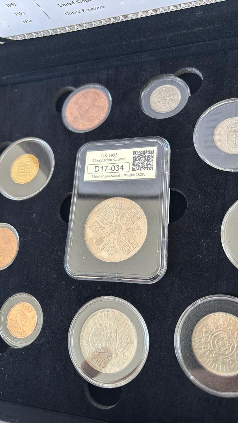 Queen Elizabeth II 1953 Copper Coronation Crown Coin Set