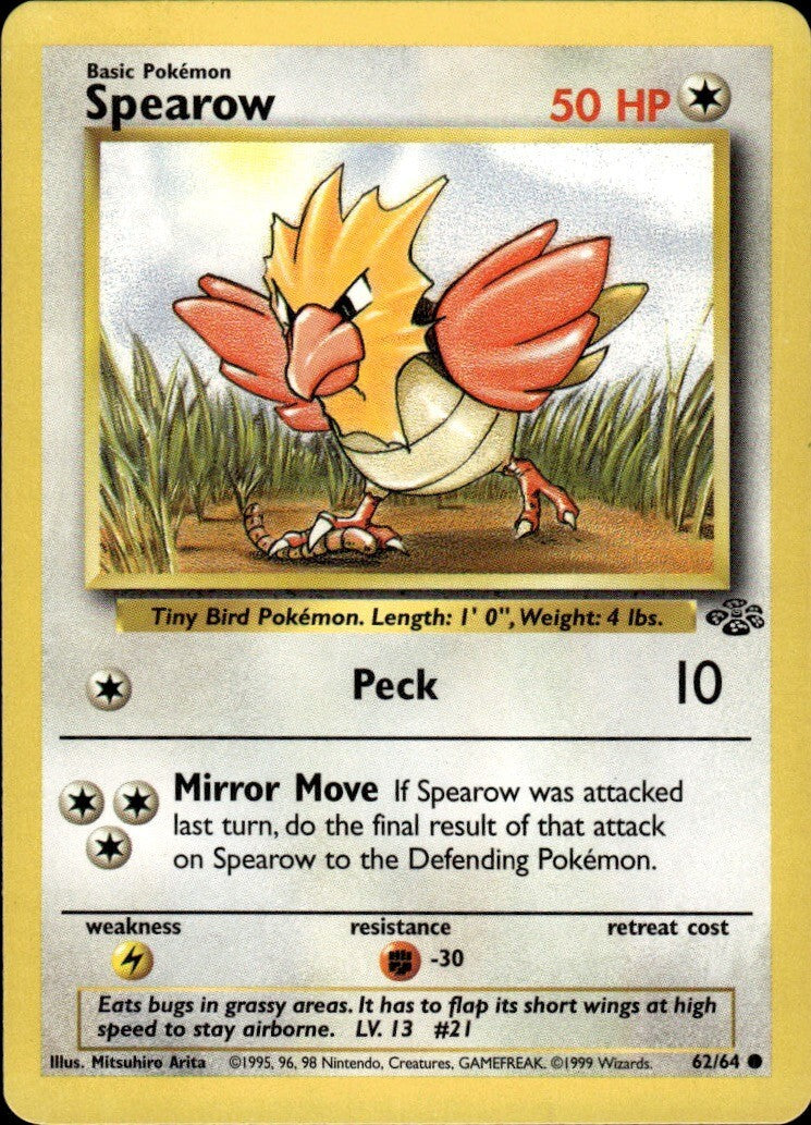 Spearow Unlimited Common Jungle 62/64 NM