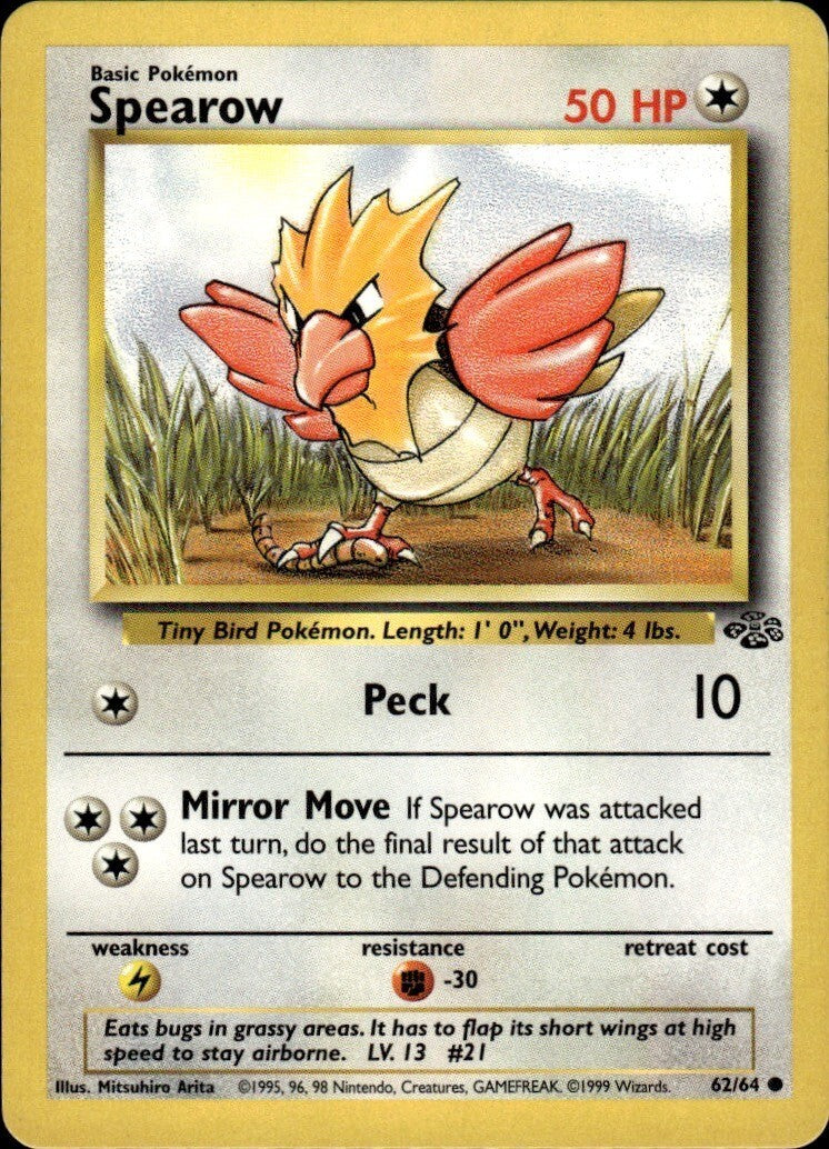 Spearow Unlimited Common Jungle 62/64 NM