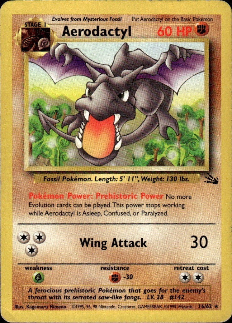 Aerodactyl (16) Unlimited Rare Fossil 16/62 NM