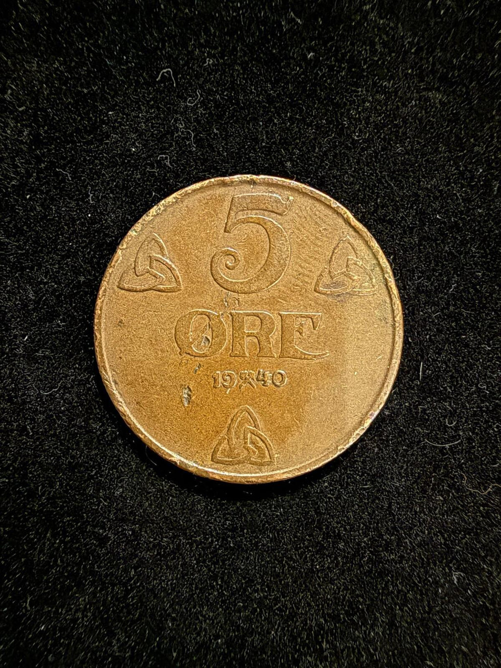 1940 Norwegian 5 Ore Copper Coin