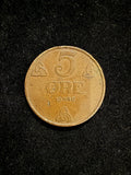 1940 Norwegian 5 Ore Copper Coin