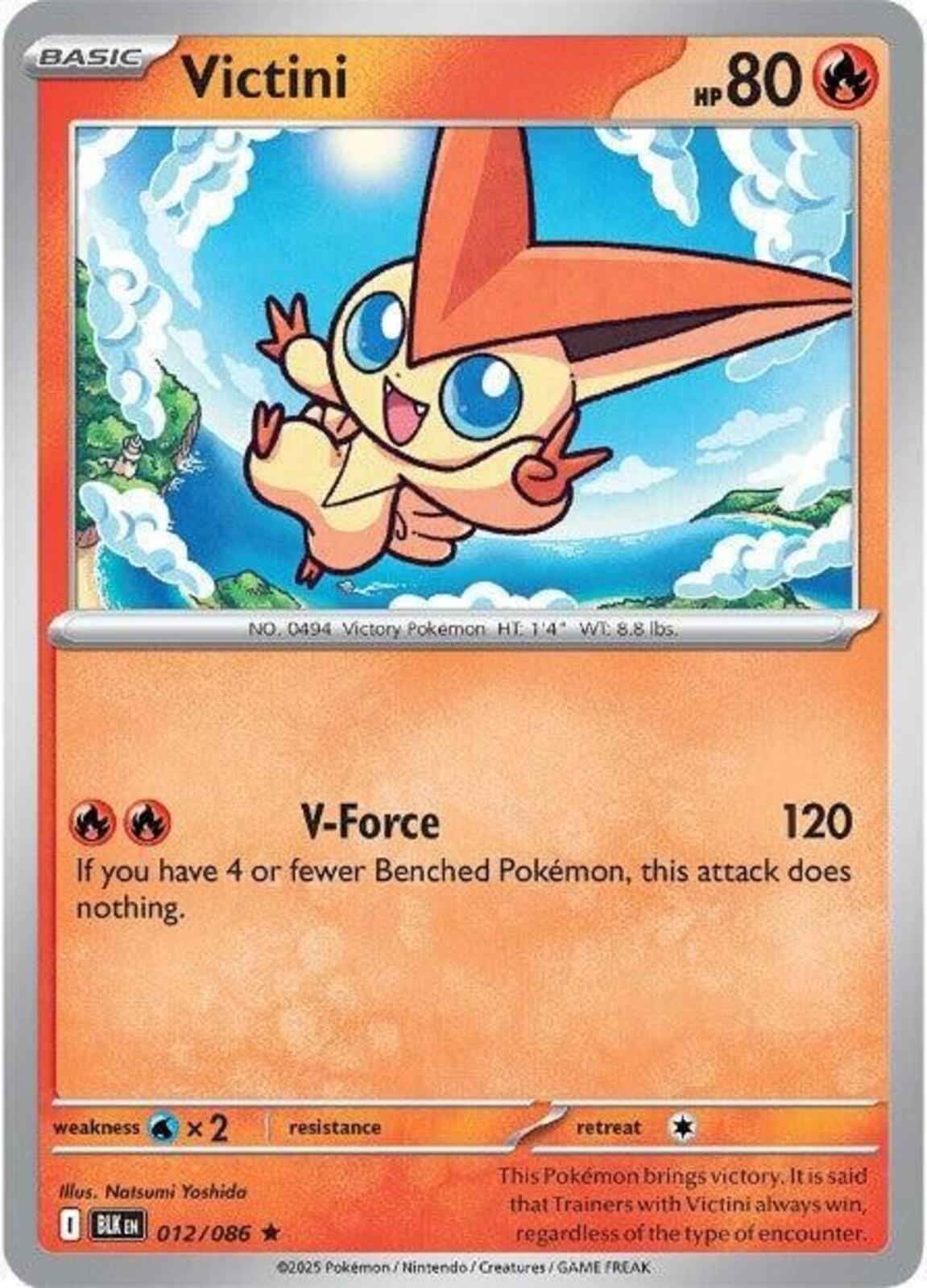 Victini Reverse Holo Rare SV: Black Bolt 012/086 NM