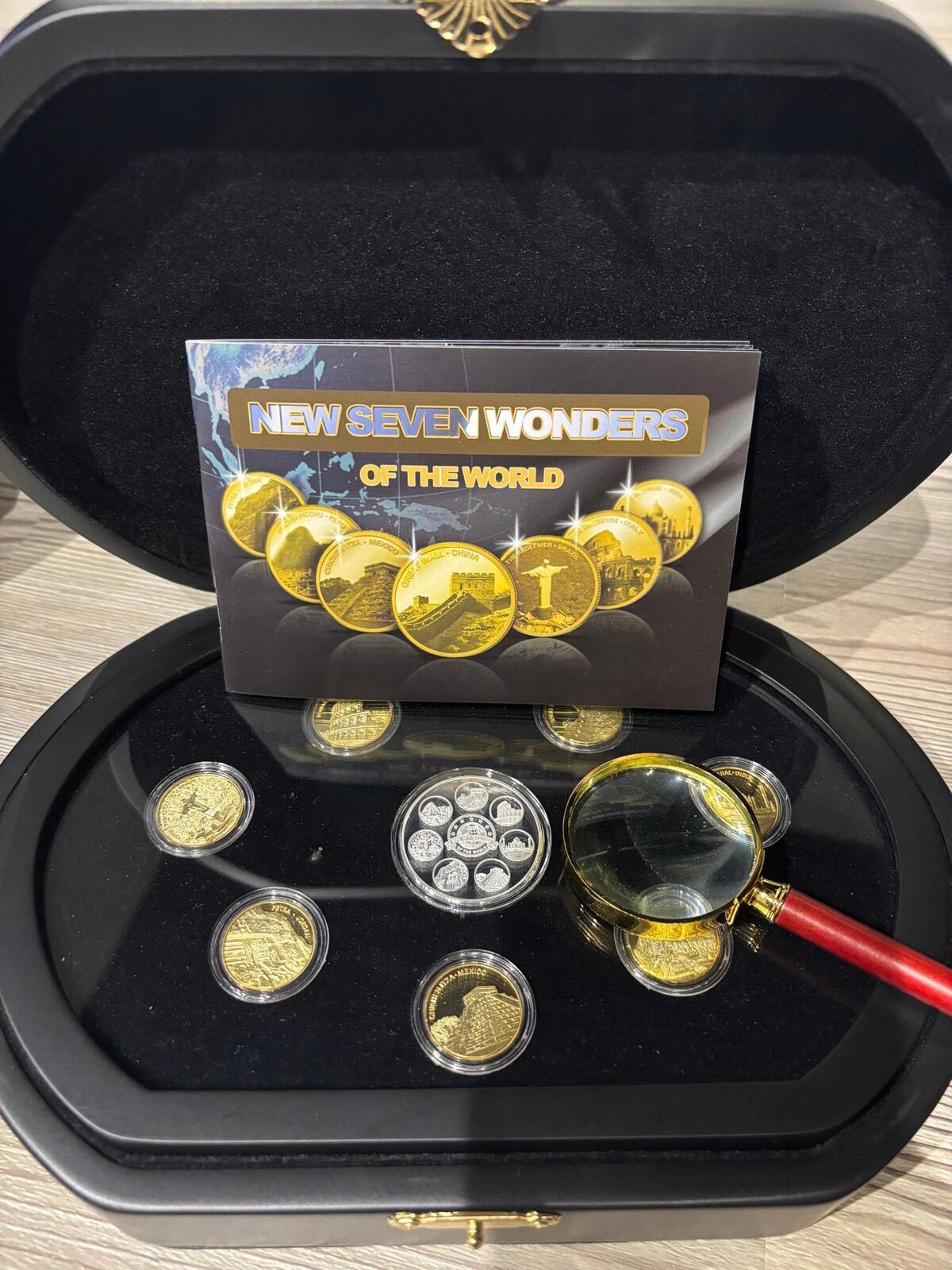 New Seven Wonders of the World Gold plated Proof Coin Set