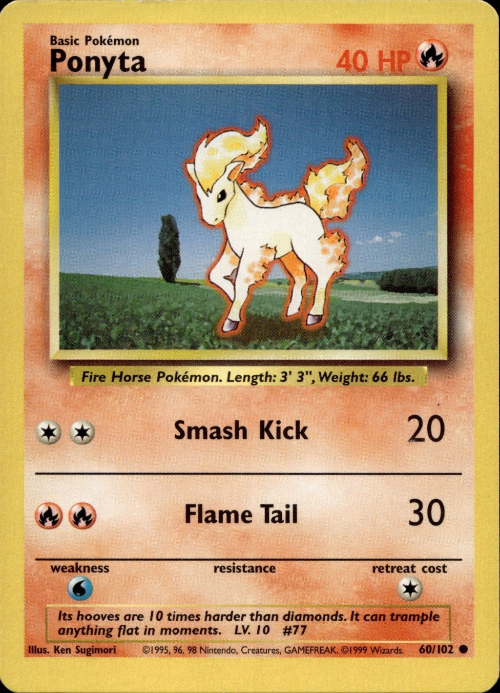 Ponyta Common Base Set 060/102 NM
