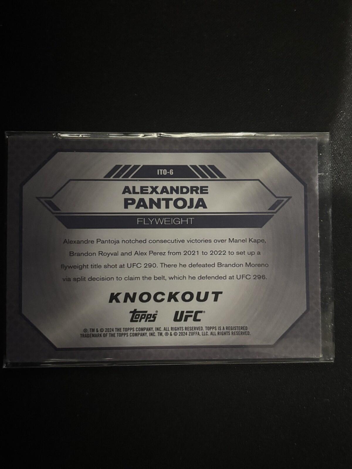 2024 Topps Knockout UFC #ITO-6 Alexandre Pantoja Inside the Octagon Purple 05/99