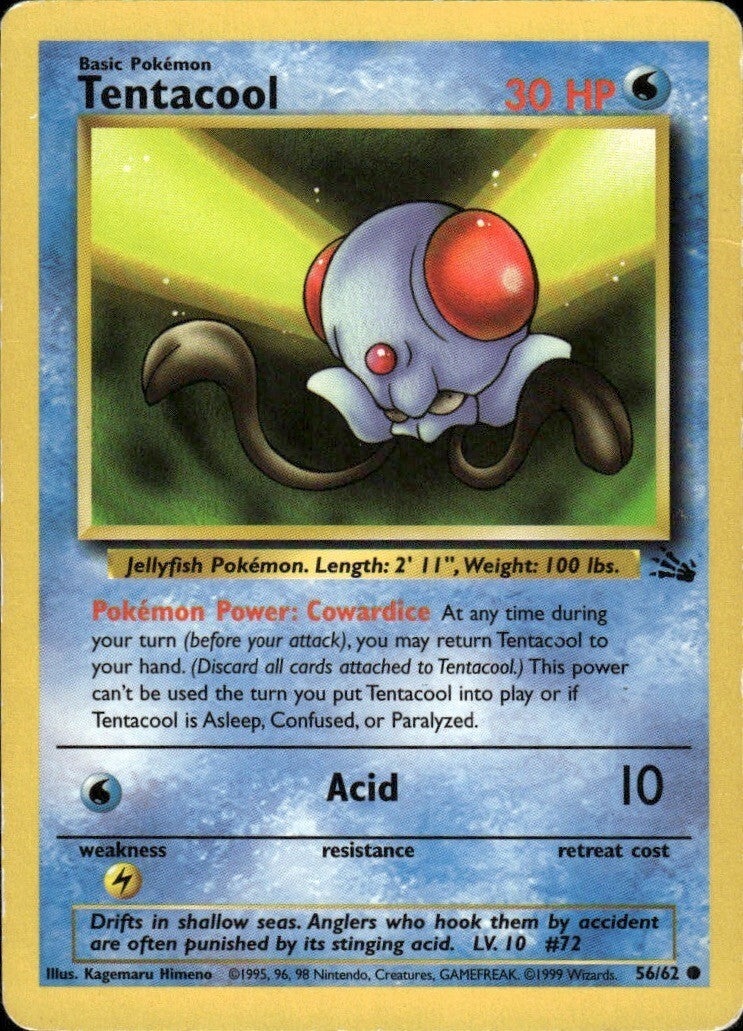 Tentacool Unlimited Common Fossil 56/62 NM