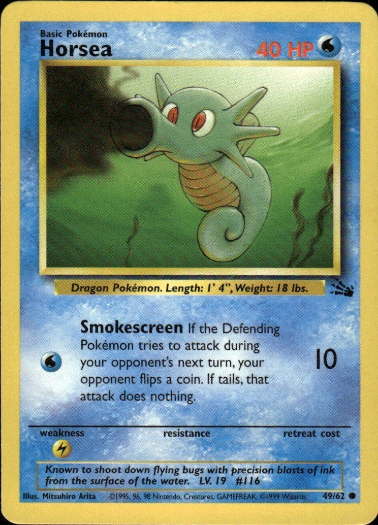 Horsea Unlimited Common Fossil 49/62 NM