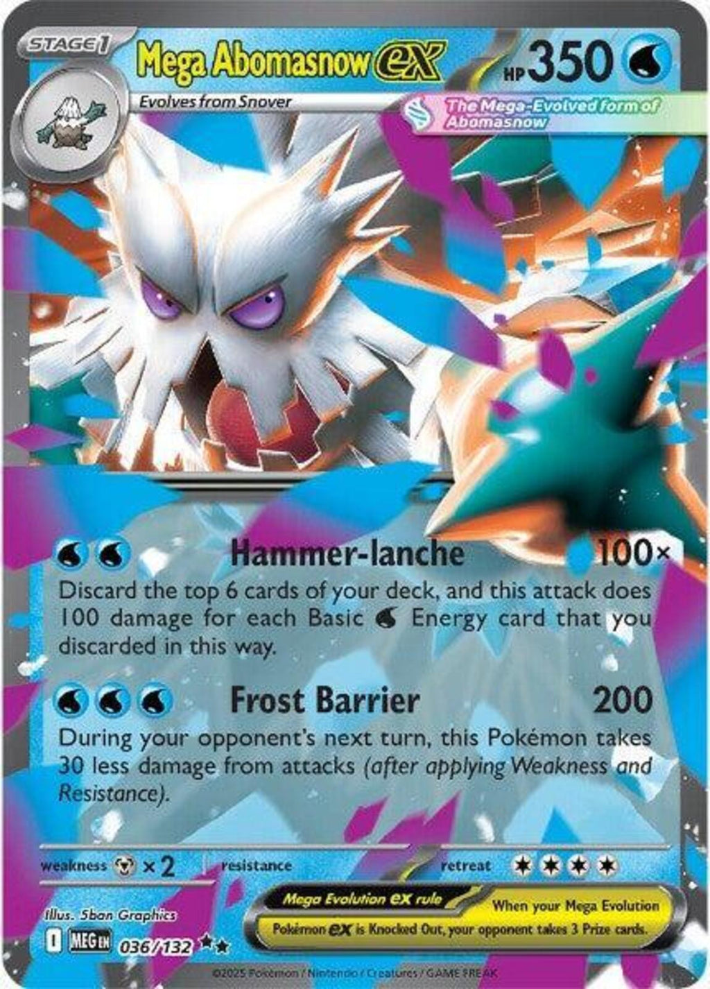 Mega Abomasnow ex Holo Double Rare ME01: Mega Evolution 036/132 NM