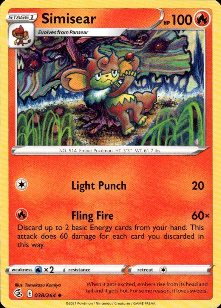 Simisear Uncommon SWSH08: Fusion Strike 038/264 NM